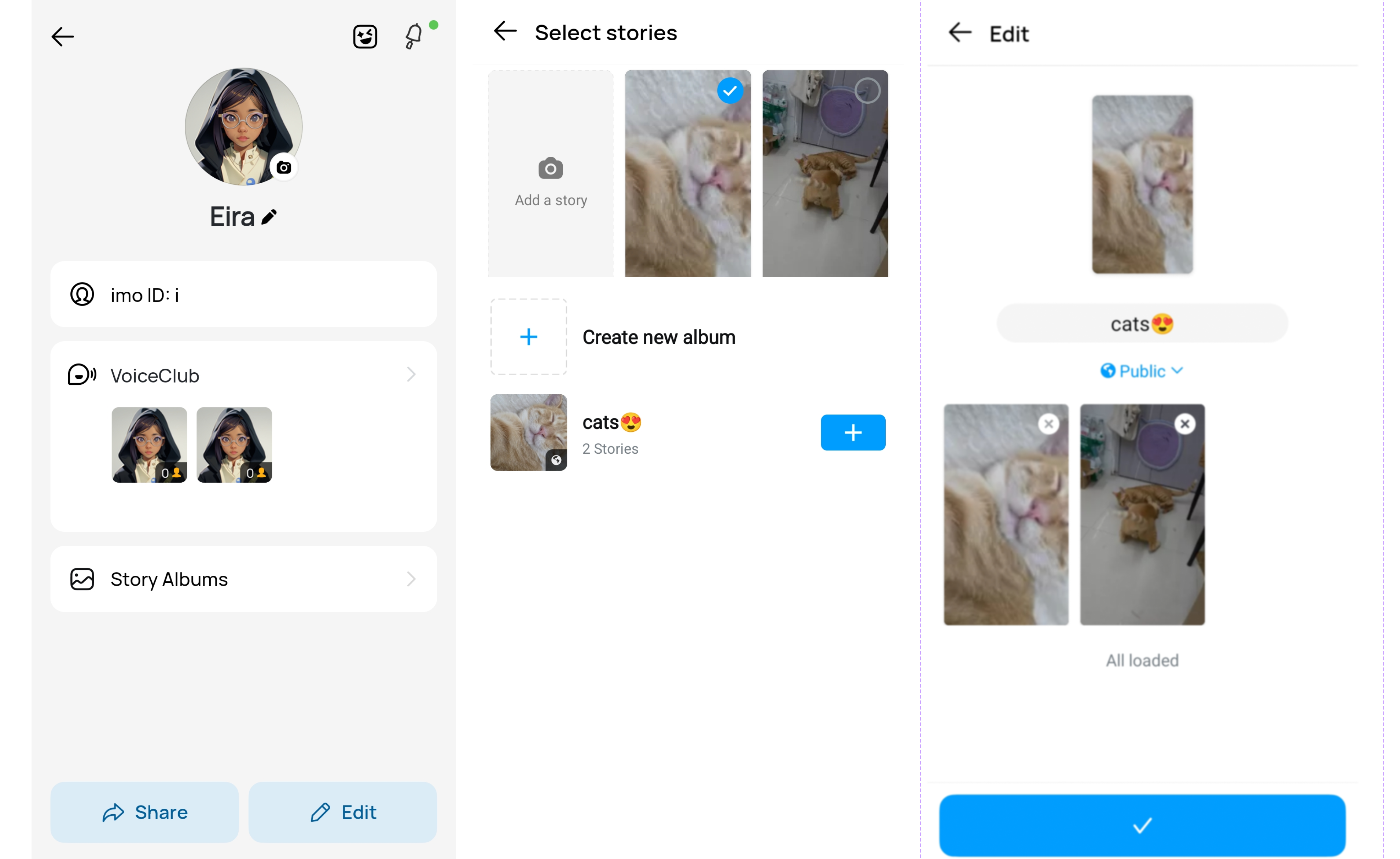 Create and View an imo Story Album