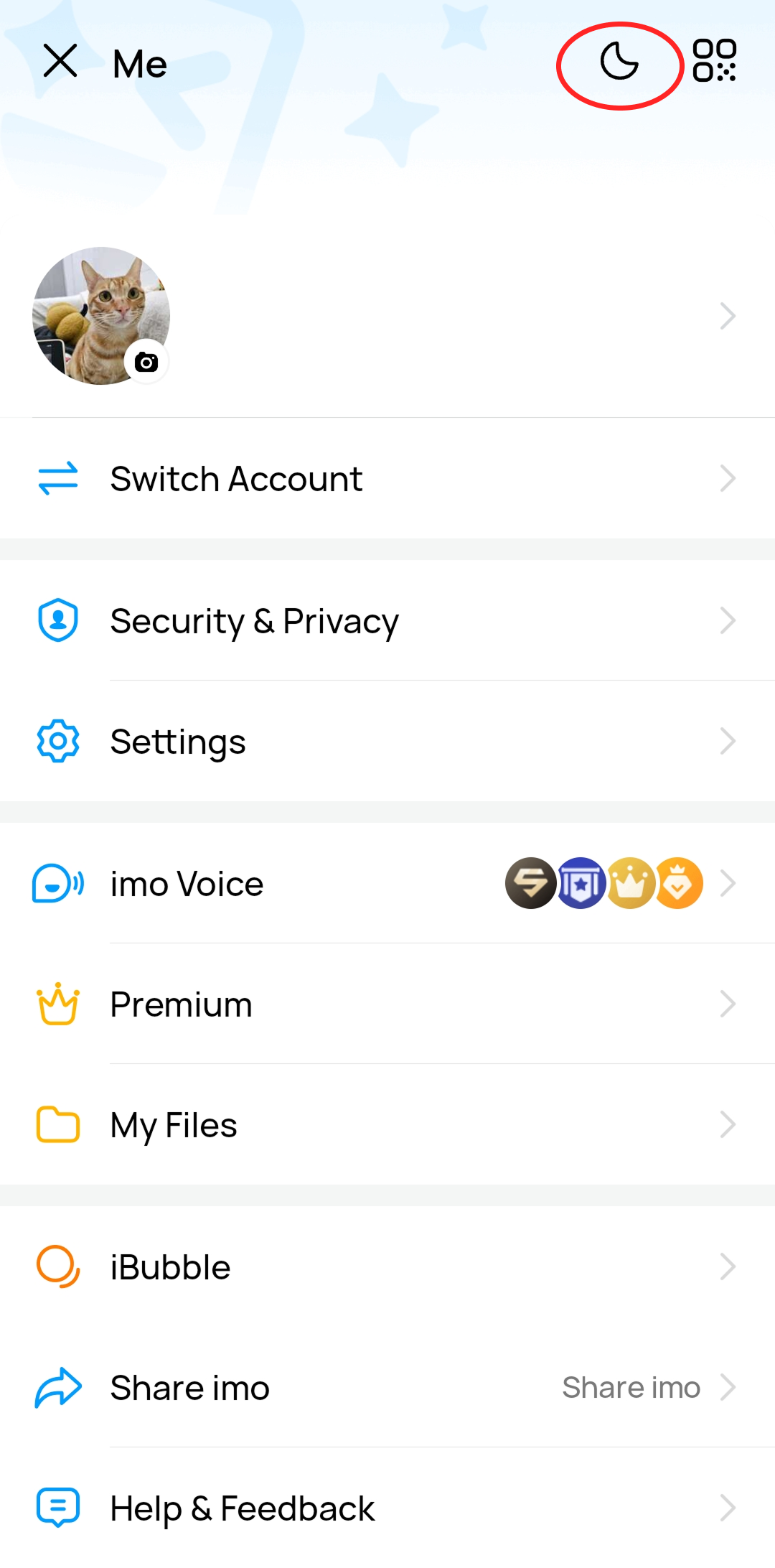 tap the moon icon at the top to turn on Dark Mode