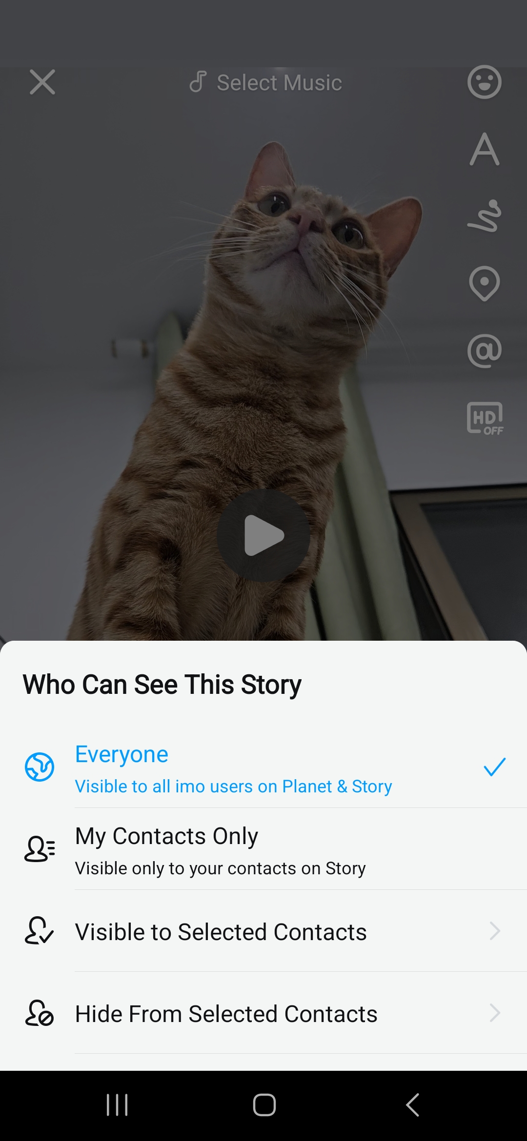 Set imo story visibility range